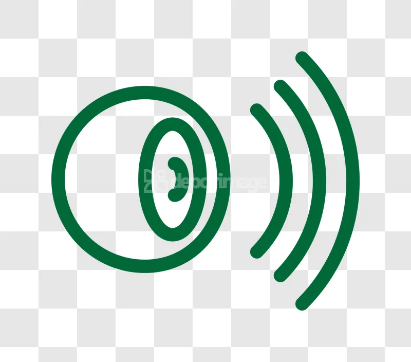 Audio Volume Sound Icon Green Outline line art transparent background