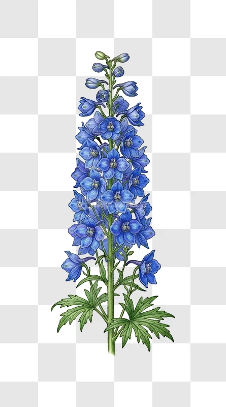 Blue Larkspur Delphinium Flower Stem
