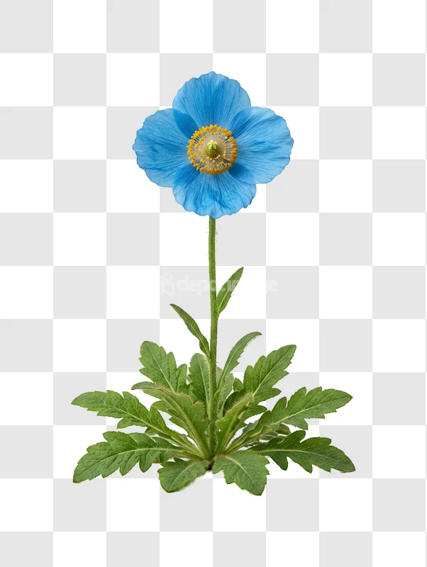 Blue Poppy Flower Green Stem