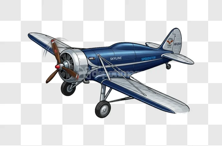Blue Vintage Propeller Airplane Skyline