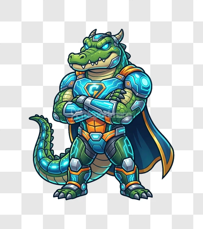 Cartoon Alligator Superhero Armor