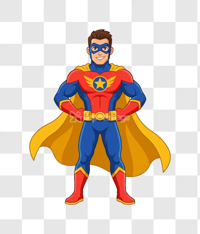 Cartoon Superhero Man Costume Cape