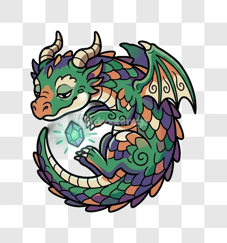 Chibi Dragon Gem Green Purple