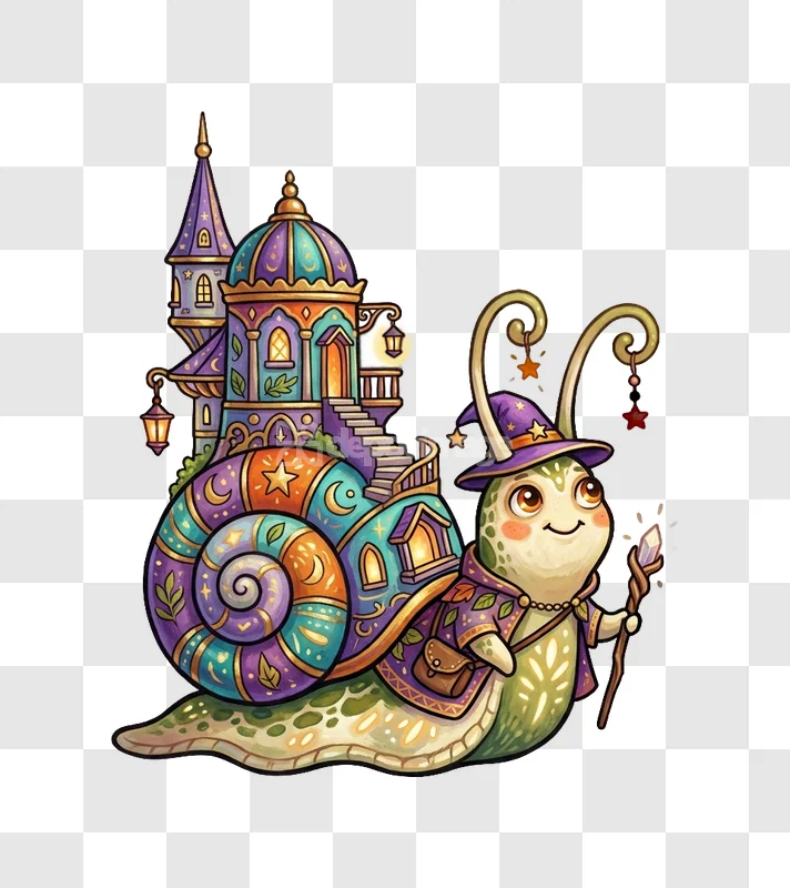 Chibi Wizard Snail Magic Castle