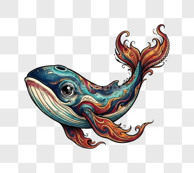 Colorful Abstract Whale Illustration Mandala Art