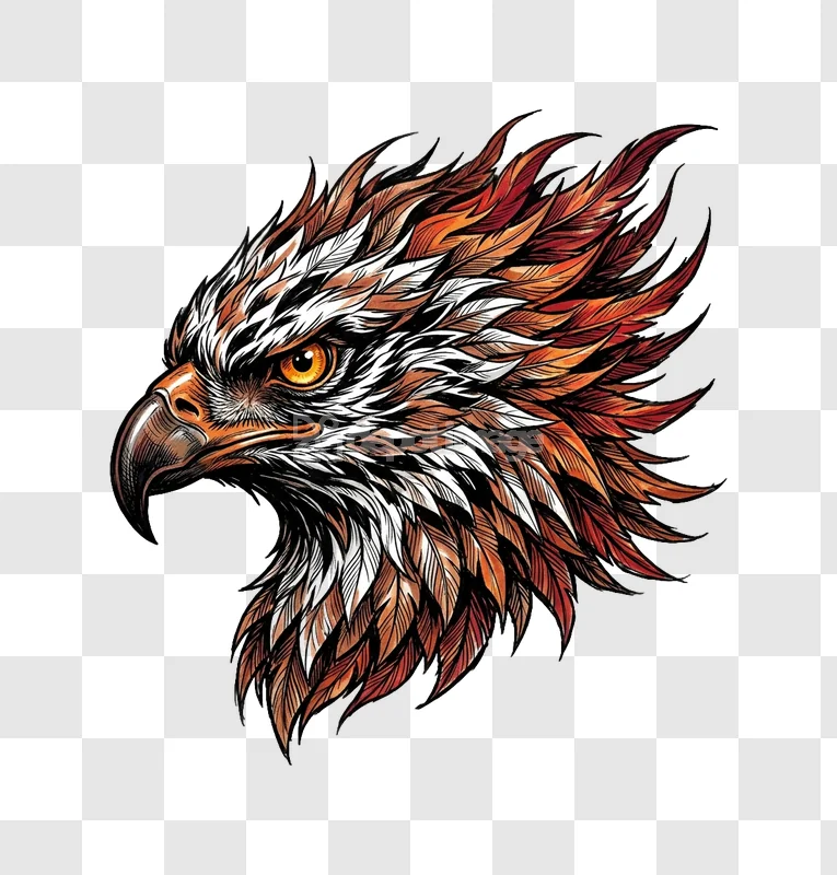 Colorful Eagle Head Illustration Detailed