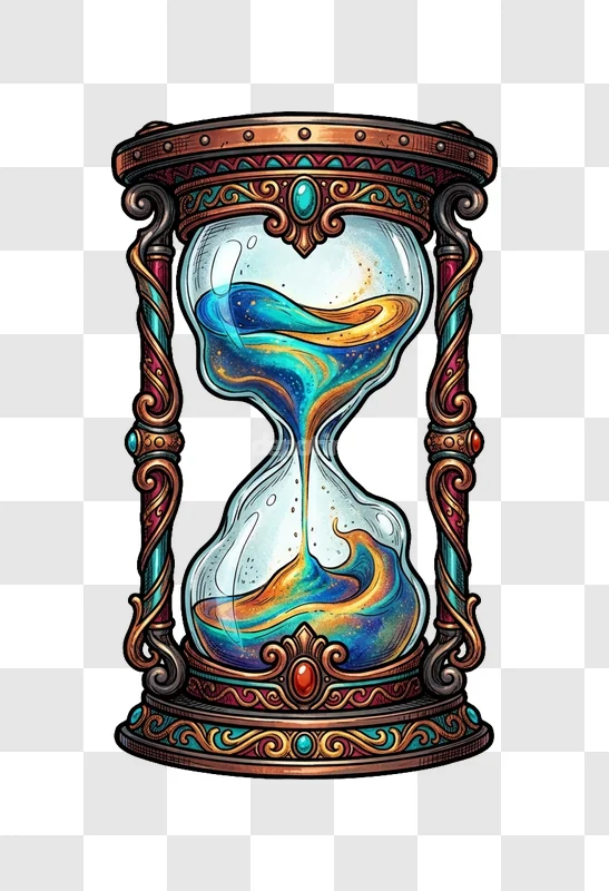 Colorful Hourglass Fantasy Art Magical Time Flow