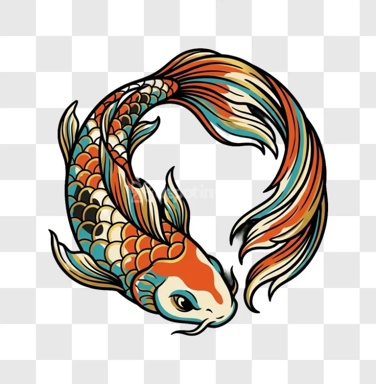 Colorful Koi Fish Circle Design