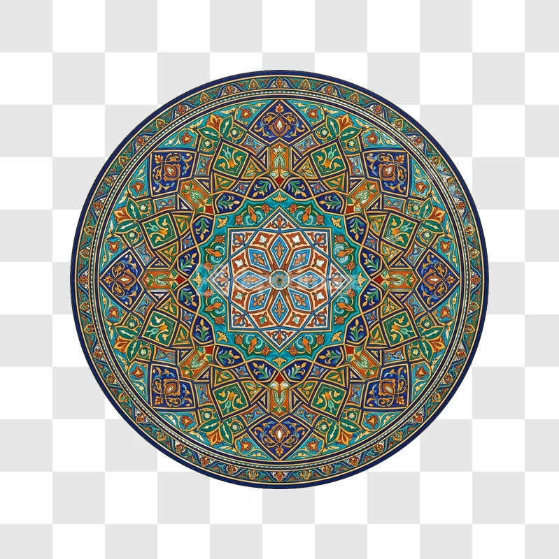 Colorful Mandala Arabic Geometric Pattern Art intricate circular design vibrant colors