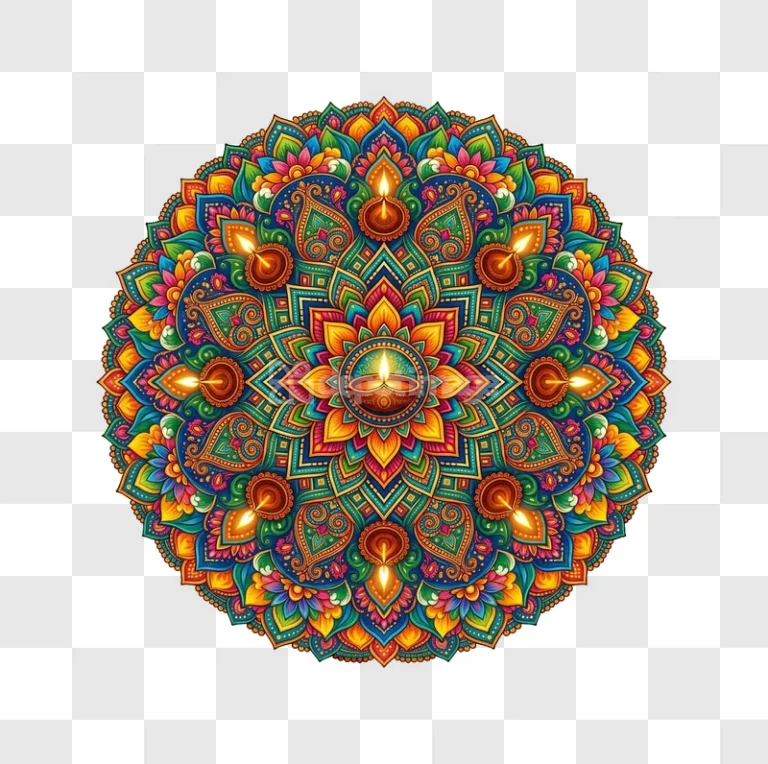 Colorful Mandala Diya Pattern Vibrant Lights