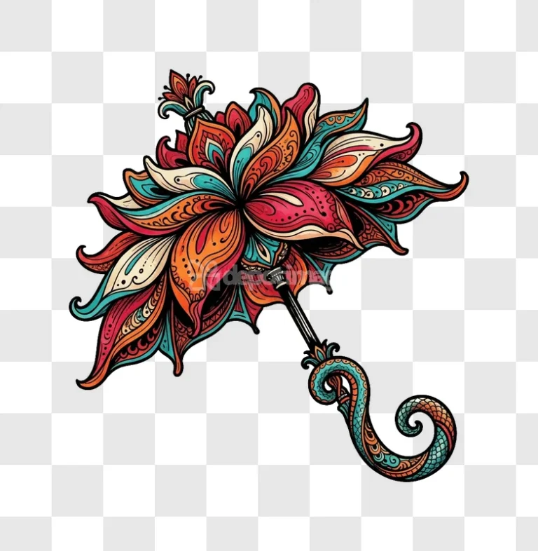 Colorful Mandala Floral Umbrella Vector Art