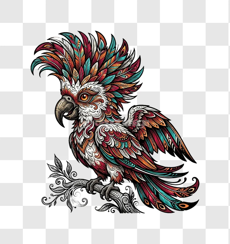 Colorful Mandala Pattern Parrot Illustration