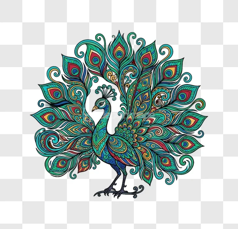 Colorful Mandala Peacock Illustration
