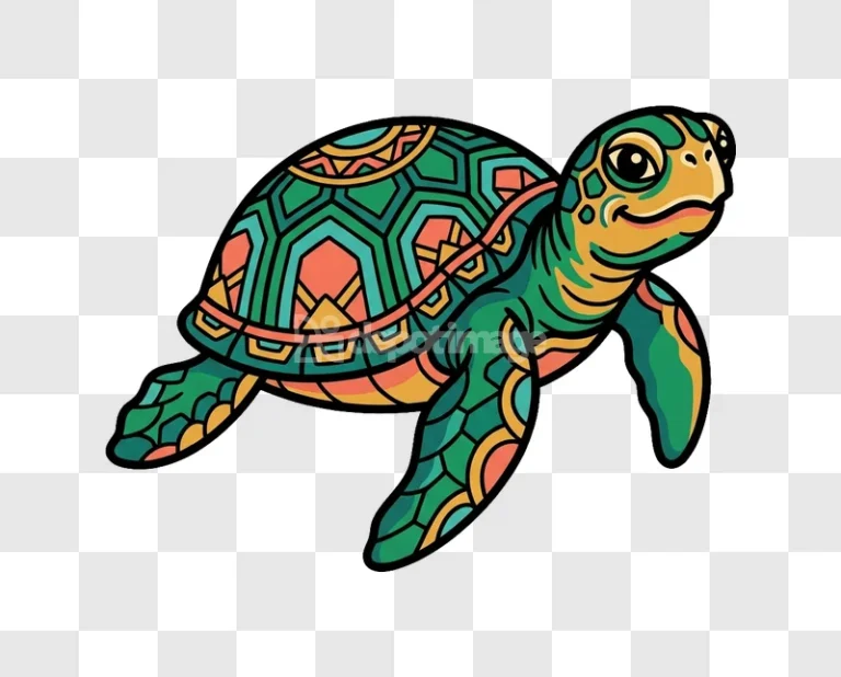 Colorful Mandala Sea Turtle Illustration