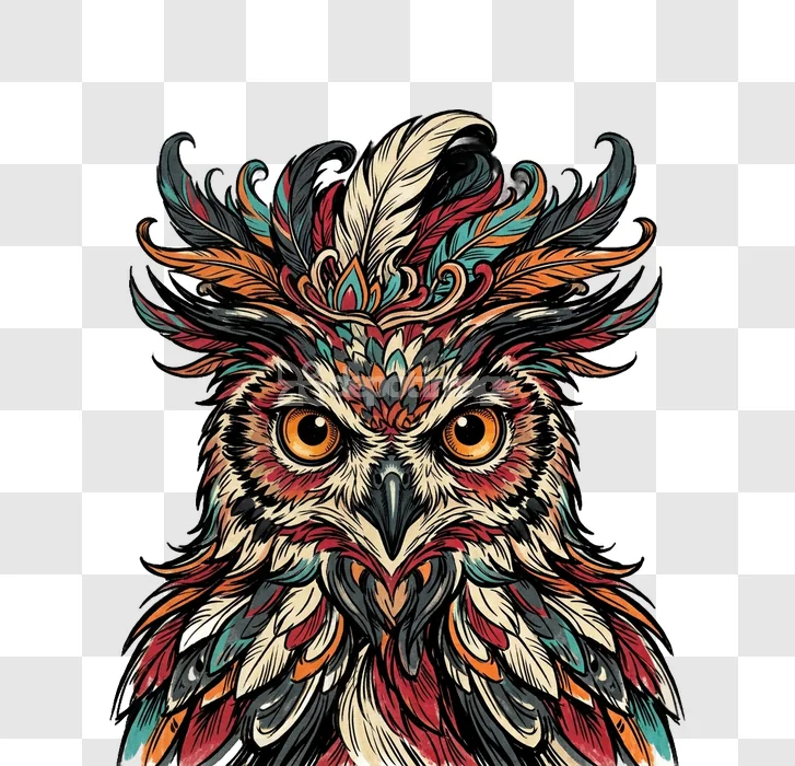 Colorful Mandala Style Owl Head