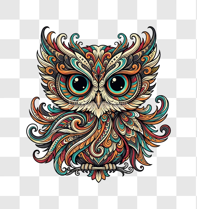 Colorful Mandala Style Owl Vector Art