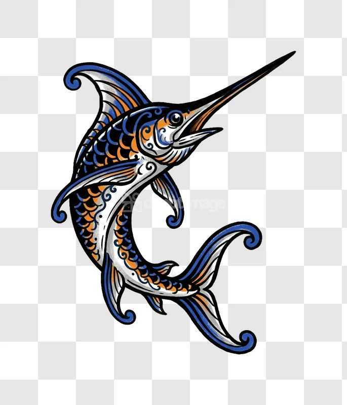 Colorful Marlin Fish Illustration Vector Art