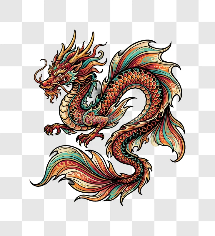 Colorful Ornate Chinese Dragon Vector Art