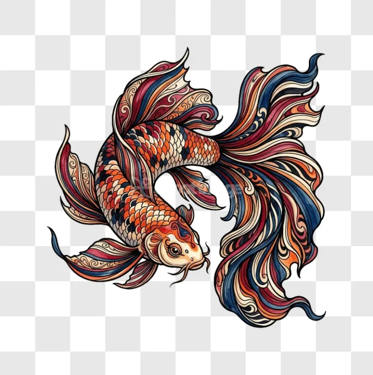 Colorful Ornate Koi Fish Illustration