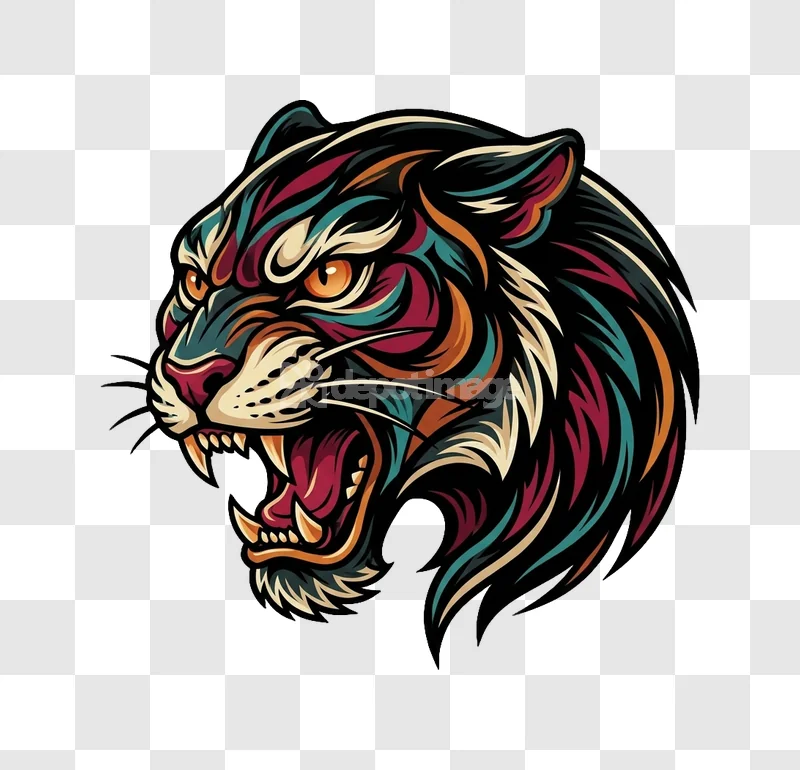 Colorful Panther Roaring Vector Illustration vibrant stylized graphic black background