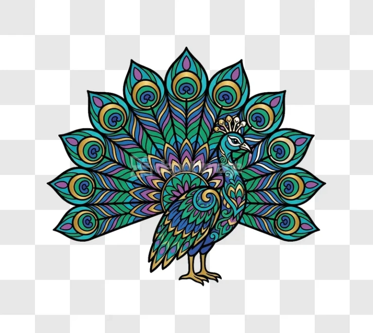 Colorful Peacock Vector Mandala Illustration
