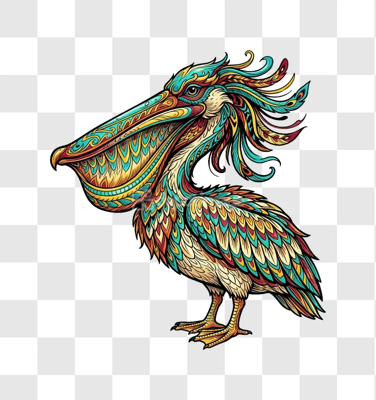 Colorful Pelican Bird Illustration Artwork
