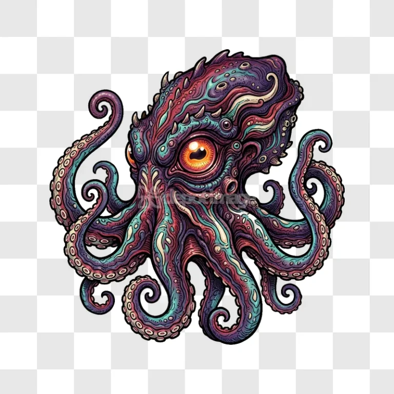 Colorful Psychedelic Octopus Illustration Intricate Art