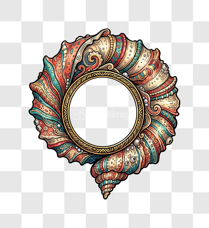 Colorful Seashell Frame Illustration