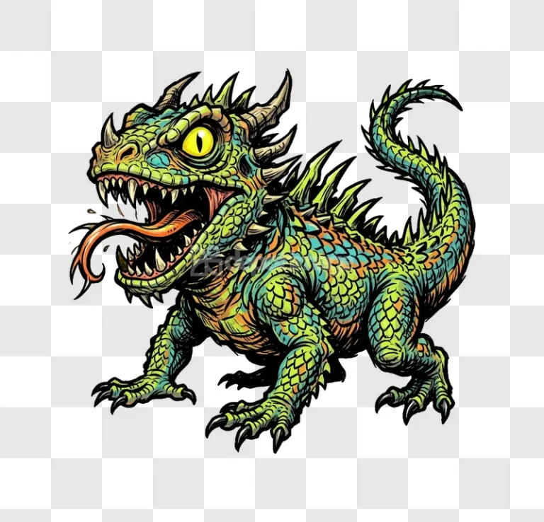 Colorful Spiky Baby Dragon Lizard Cartoon