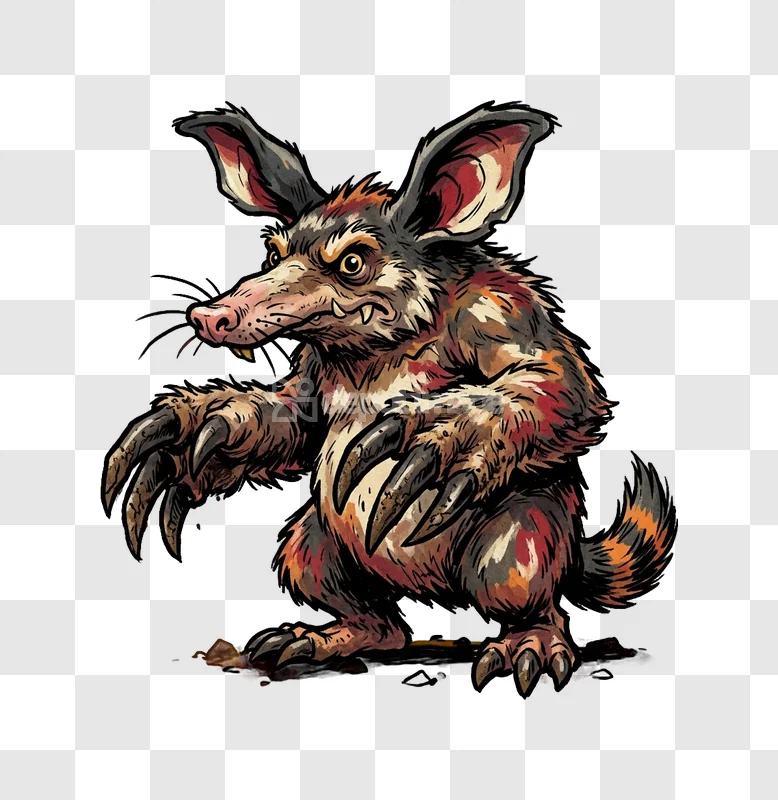 Colorful Stylized Aardvark Monster Illustration detailed cartoon dark background