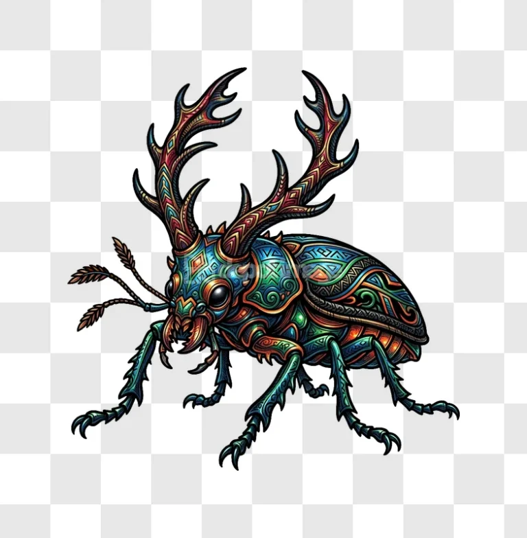 Colorful Stylized Beetle Intricate Patterns