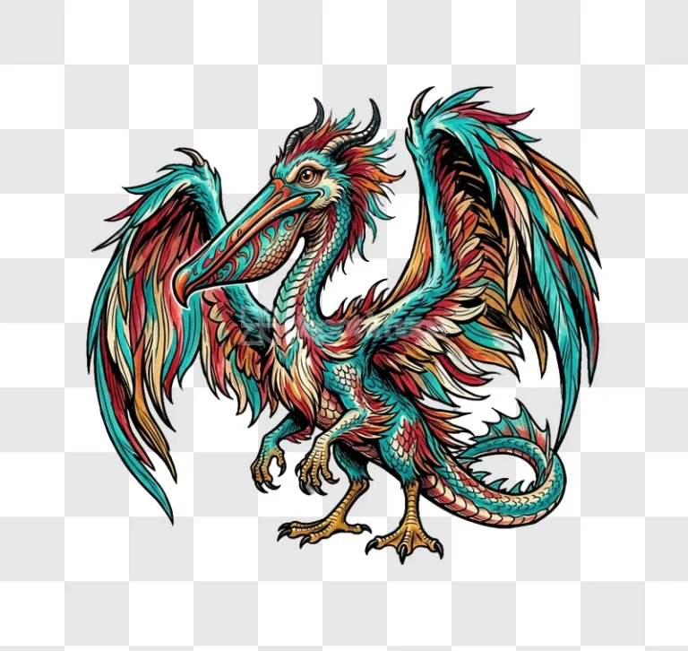 Colorful Stylized Dragon Bird Creature