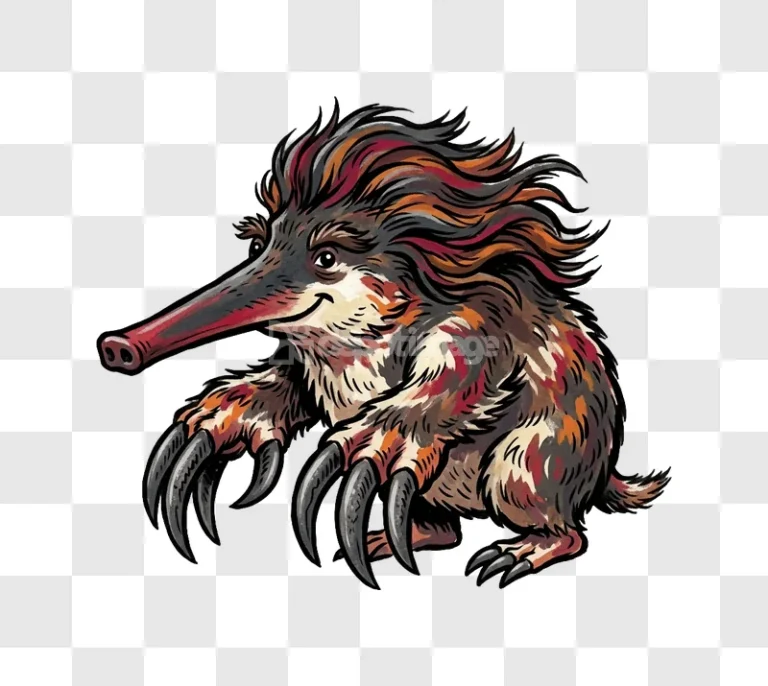 Colorful Stylized Echidna Cartoon Smiling