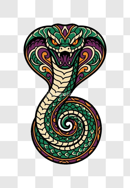 Colorful Vector King Cobra Design Aggressive