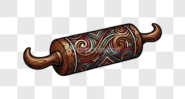 Colorful Wooden Rolling Pin Stylized Art
