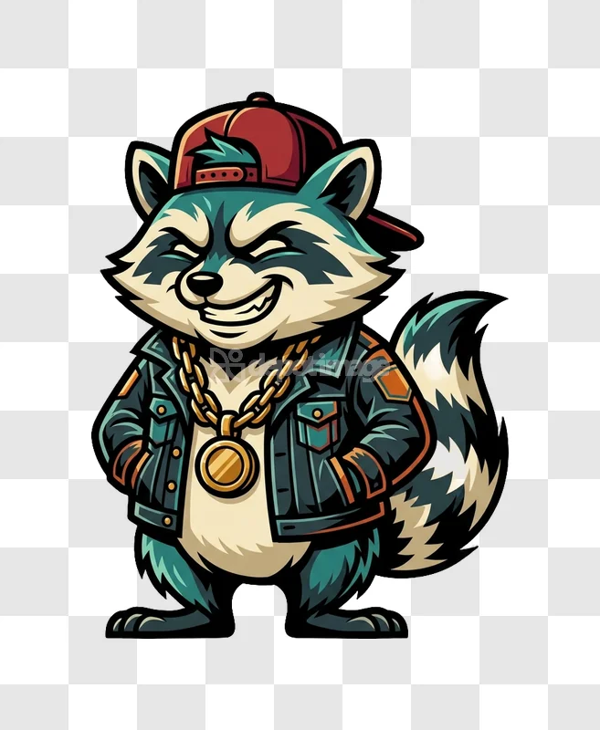Cool Raccoon Hip Hop Cartoon Mascot