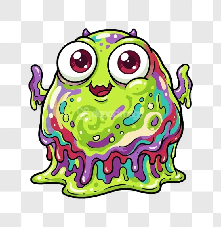 Cute Green Slime Monster Colorful Ooze Cartoon