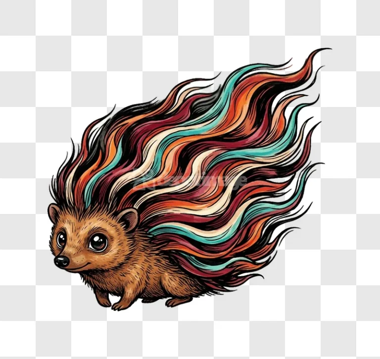 Cute Hedgehog Colorful Quills Hand Drawn Illustration