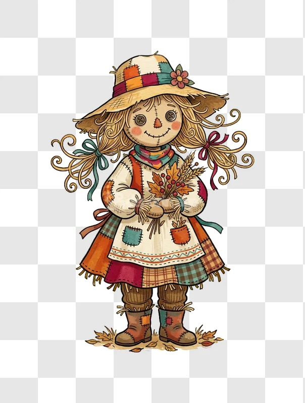 Cute Scarecrow Patchwork Dress Harvest Items