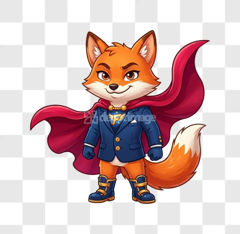 Cute Superhero Fox Red Cape