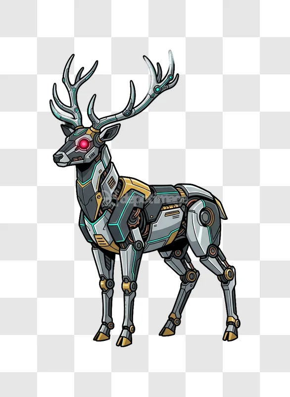 Cyber Deer Robot Animal Vector Art