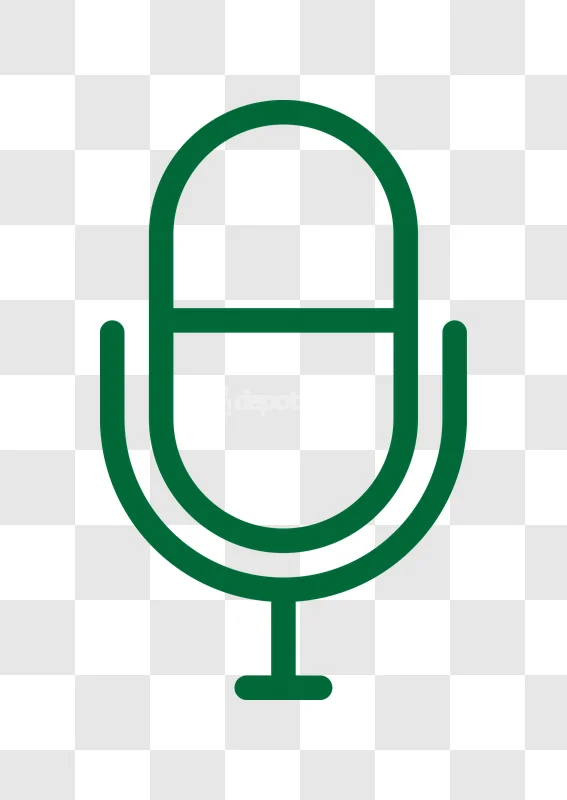 Dark Green Outline Microphone Icon
