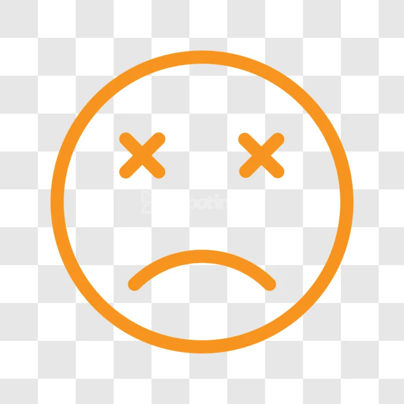 Dead Face Sad Outline Orange Emoji Icon flat outline on grey background