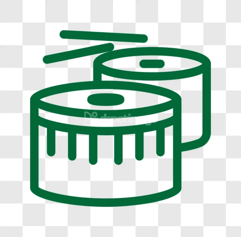 Drum Set Outline Green Icon Music