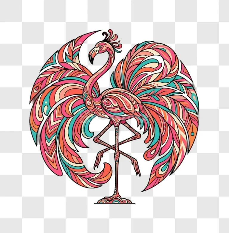 Flamboyant Flamingo Cartoon Art Illustration