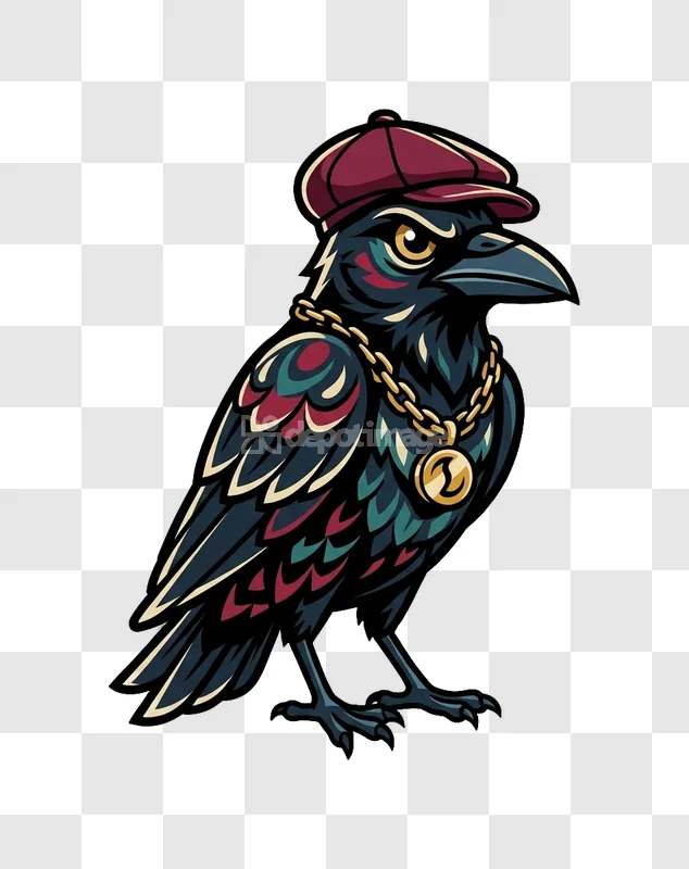 Gangster Crow With Chain Cap Vector Art