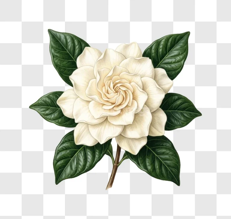 Gardenia Flower White Petals Green Leaves