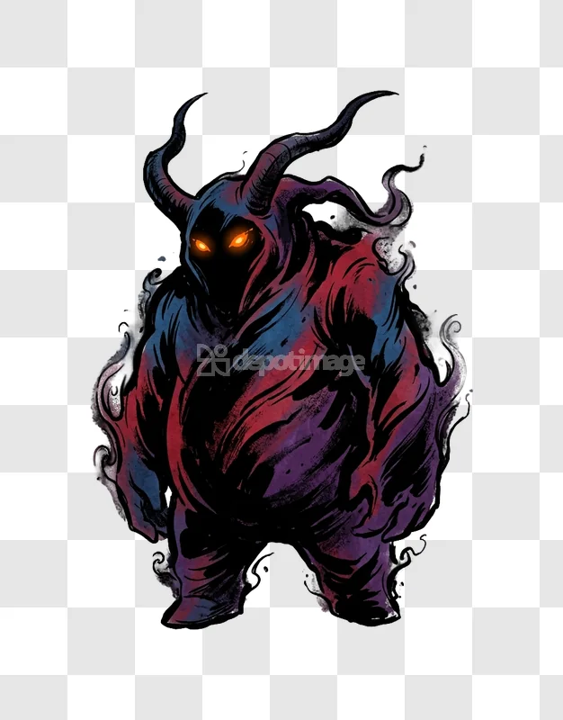 Glowing Eyes Demon Hooded Figure Illustration
