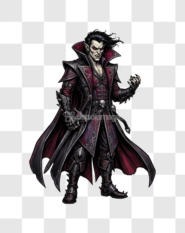 Gothic Vampire Lord Fanged Red Eyes Dark Fantasy