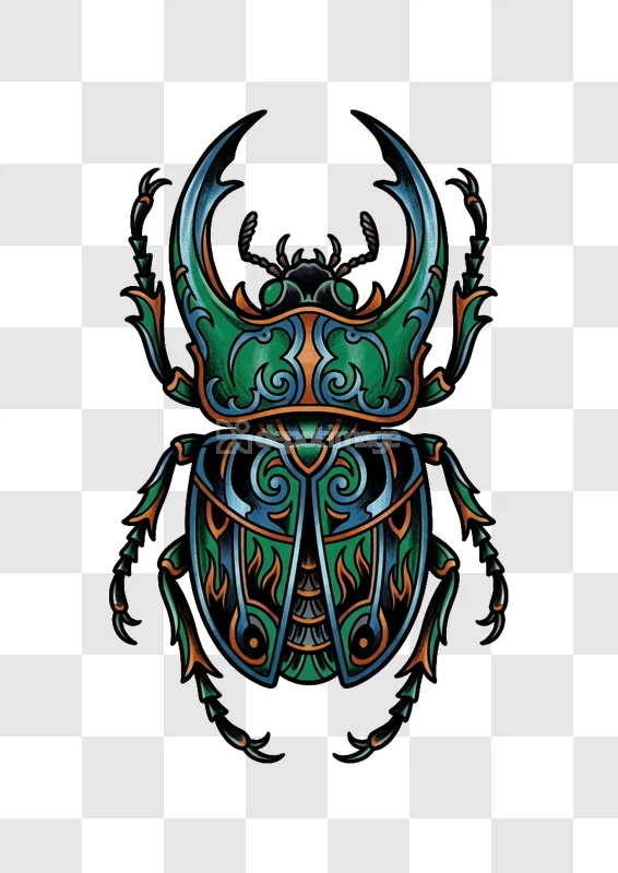 Green Blue Ornate Scarab Beetle